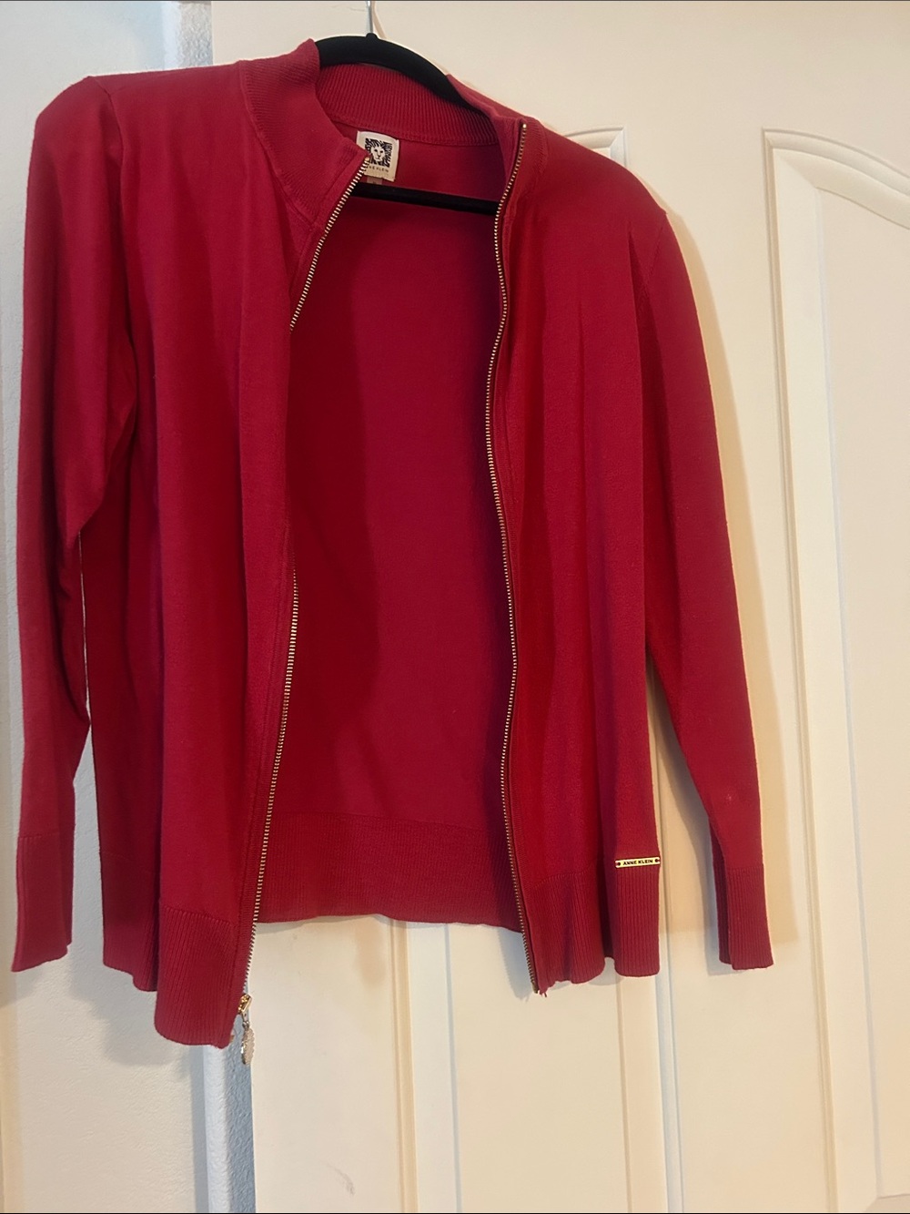 Anne Klein Red Zip-Front Bomber Jacket
